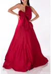 Terani Couture 241p2067 Long A Line Formal Evening Ballgown In Red