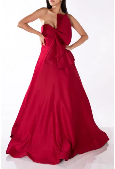 Terani Couture 241p2067 Long A Line Formal Evening Ballgown In Red