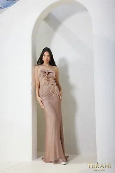 Pre-owned Terani Couture 241p2125 Evening Dress Lowest Price Guarantee Authentic In Nude