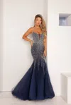 Terani Couture 241p2132 Mermaid Long Prom Dress In Blue