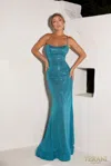 Terani Couture 241p2135 Sequins Long Formal Prom Fitted Dress In Blue