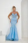 Terani Couture 241p2171 Long Mermaid Prom Dress In Blue