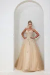 Terani Couture 241p2216 Glitter Dress Prom Ballgown In Neutral