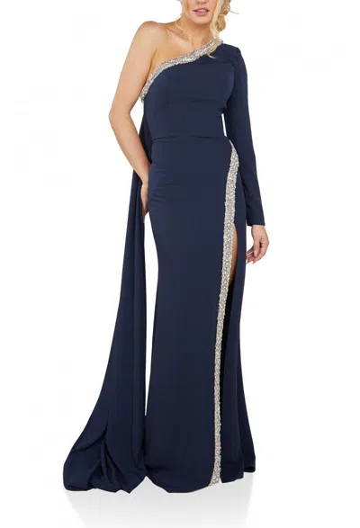 Terani Couture 242e3133 Long Fitted Formal Evening Dress In Blue