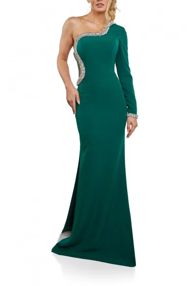 Terani Couture 242e3134 Long Formal Fitted Evening Dress In Green