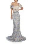 Terani Couture 242e3143 Fitted Long Formal Mermaid Evening Gown In Blue