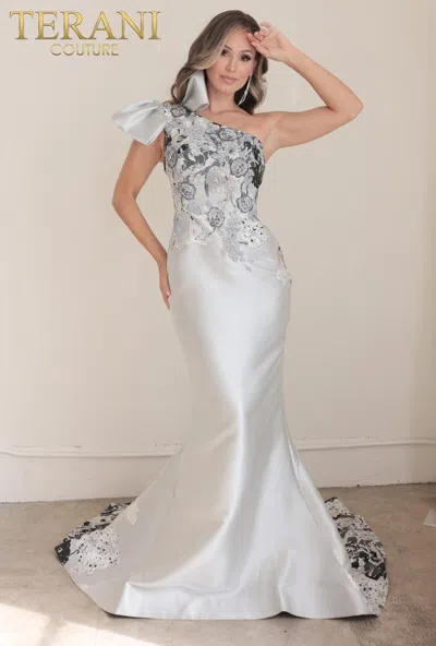 Terani Couture 242e3165 Long Fitted Formal Evening Gown In White