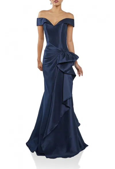 Terani Couture 242m3335 Long Formal Fitted Evening Dress In Blue