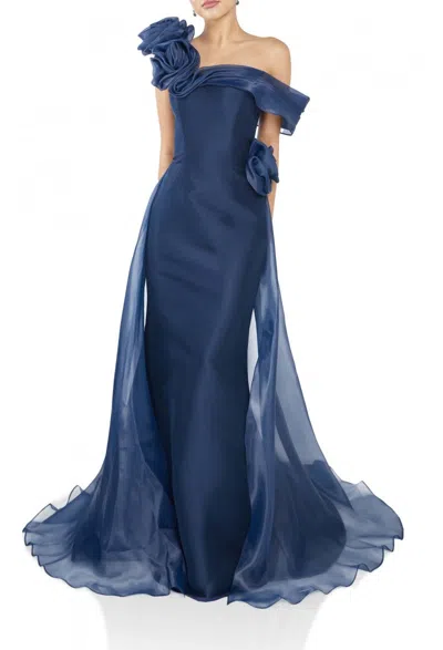 Terani Couture 242m3342 Long Formal Overskirt Prom Dress In Blue