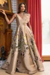 Terani Couture 242m3369 Printed Long Ballgown Formal Evening Dress In Neutral