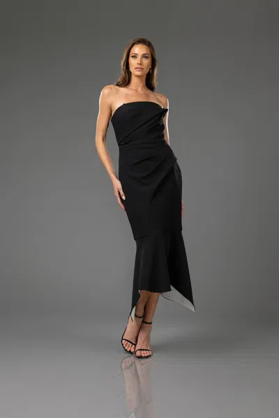 Terani Couture 251c4173 High Low Mermaid Fit Cocktail Dress In Black