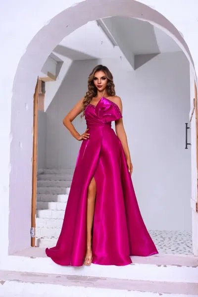 Terani Couture 251e4051 Beaded A Line Long Formal Evening Prom Dress In Purple