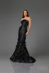 Terani Couture 251e4226 Feather Long Mermaid Formal Evening Dress In Black