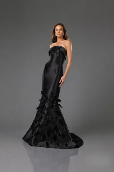 Terani Couture 251e4226 Feather Long Mermaid Formal Evening Dress In Black