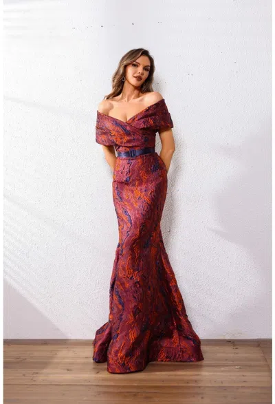 Terani Couture 251e4253 Pleated Long Formal Mermaid Evening Gown In Multi