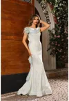 Terani Couture 251e4256 Long Formal Feather Ruffle Evening Dress In White