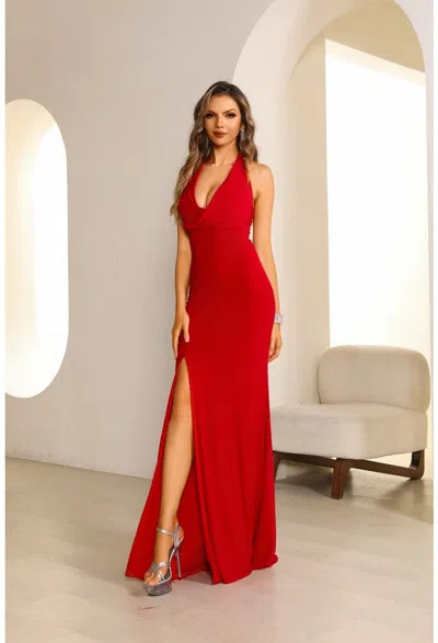 Terani Couture 251e4285 Long Fitted Slit Formal Prom Dress In Red