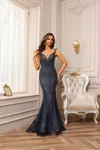 Terani Couture 251gl4196 Long Beaded Formal Evening Dress In Blue
