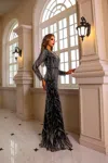 Terani Couture 251gl4311 Long Sleeve Formal Beaded Evening Dress In Multi