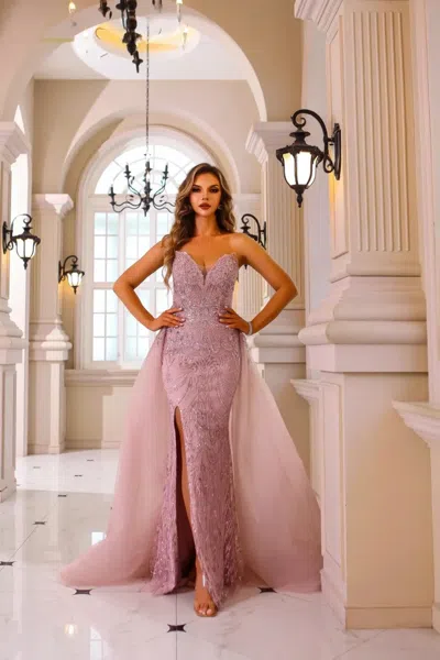 Terani Couture 251gl4312 Fitted Long Formal Beaded Prom Dress In Purple