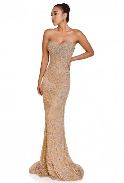 Terani Couture 251gl4346 Fitted Long Evening Formal Prom Dress In Neutral