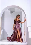 Terani Couture 251m4044 Pleated A Line Long Formal Evening Dress In Burgundy