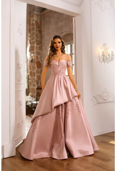 Terani Couture 251m4062 Long Ball Gown Formal Prom Dress In Pink