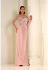 Terani Couture 251m4423 Long Sleeve Mother Of The Bride Formal Dress In Pink