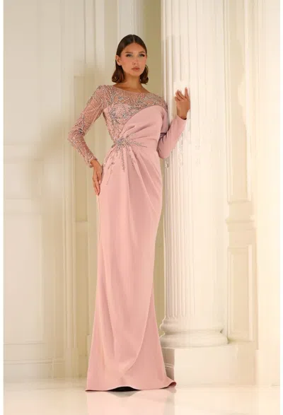 Terani Couture 251m4423 Long Sleeve Mother Of The Bride Formal Dress In Pink