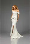 Terani Couture 251m4435 Fitted Long Formal Slit Evening Dress In Gray