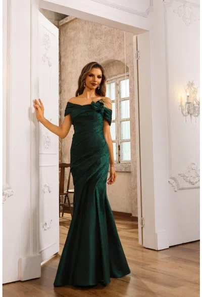 Terani Couture 251m4437 Long Mermaid Formal 3d Floral Evening Dress In Green