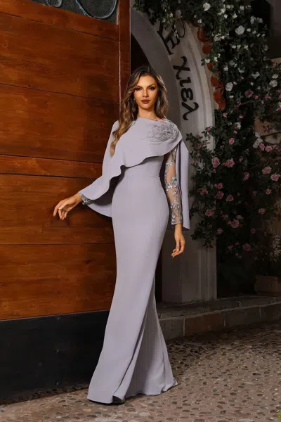 Terani Couture 251m4446 Formal Long Sleeve Mother Of The Bride Dress In Gray