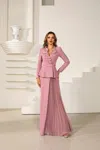 Terani Couture 251m4572 Pleated Long Formal Mother Of The Bride A Line Dress In Pink