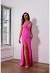 Terani Couture 251p4036 Beaded Slit Long Formal Fitted Prom Dress In Pink