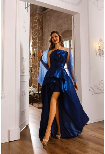 Terani Couture 251p4054 High Low Formal Prom Dress In Blue
