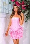 Terani Couture 251p4059 Homecoming Short Floral Applique Cocktail Dress In Pink