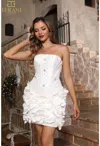 Terani Couture 251p4059 Short Floral Applique Corset Wedding Dress In White