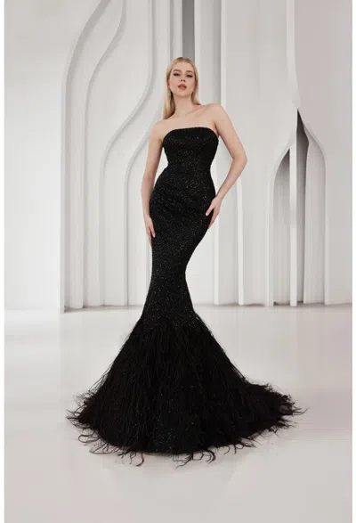 Terani Couture 251p4303 Long Mermaid Formal Beaded Prom Dress In Black