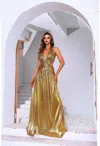 Terani Couture 251p4534 Long Formal A Line Prom Dress In Gold