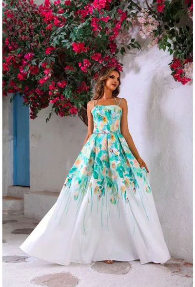 Terani Couture 251p4535 Long Printed Formal A Line Prom Dress In Multi