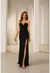 Terani Couture 251p4574 Beaded Slit Long Formal Prom Dress In Black