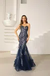 Terani Couture 251p4641 Beaded Long Formal Fitted Prom Dress In Blue