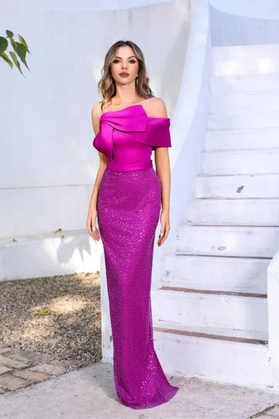 Terani Couture 252e5103 Long Formal Sequin Evening Dress In Pink