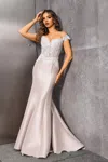 Terani Couture 252e5133 Long Mermaid Beaded Corset Formal Dress In Gray
