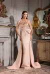 Terani Couture 252e5157 Fitted Long Formal Overskirt Evening Dress In Pink
