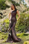Terani Couture 252e5159 Fitted Long Formal Peplum Evening Dress In Multi