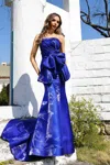 Terani Couture 252e5164 Fitted Long Formal Evening Dress In Blue