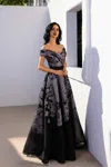 Terani Couture 252e5188 Long A Line Formal Metallic Evening Dress In Gray