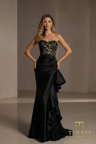 Terani Couture 252e5534 Fitted Long Formal Evening Dress In Black