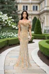 Terani Couture 252gl5226 Long Beaded Formal Ruffle Evening Dress In Multi